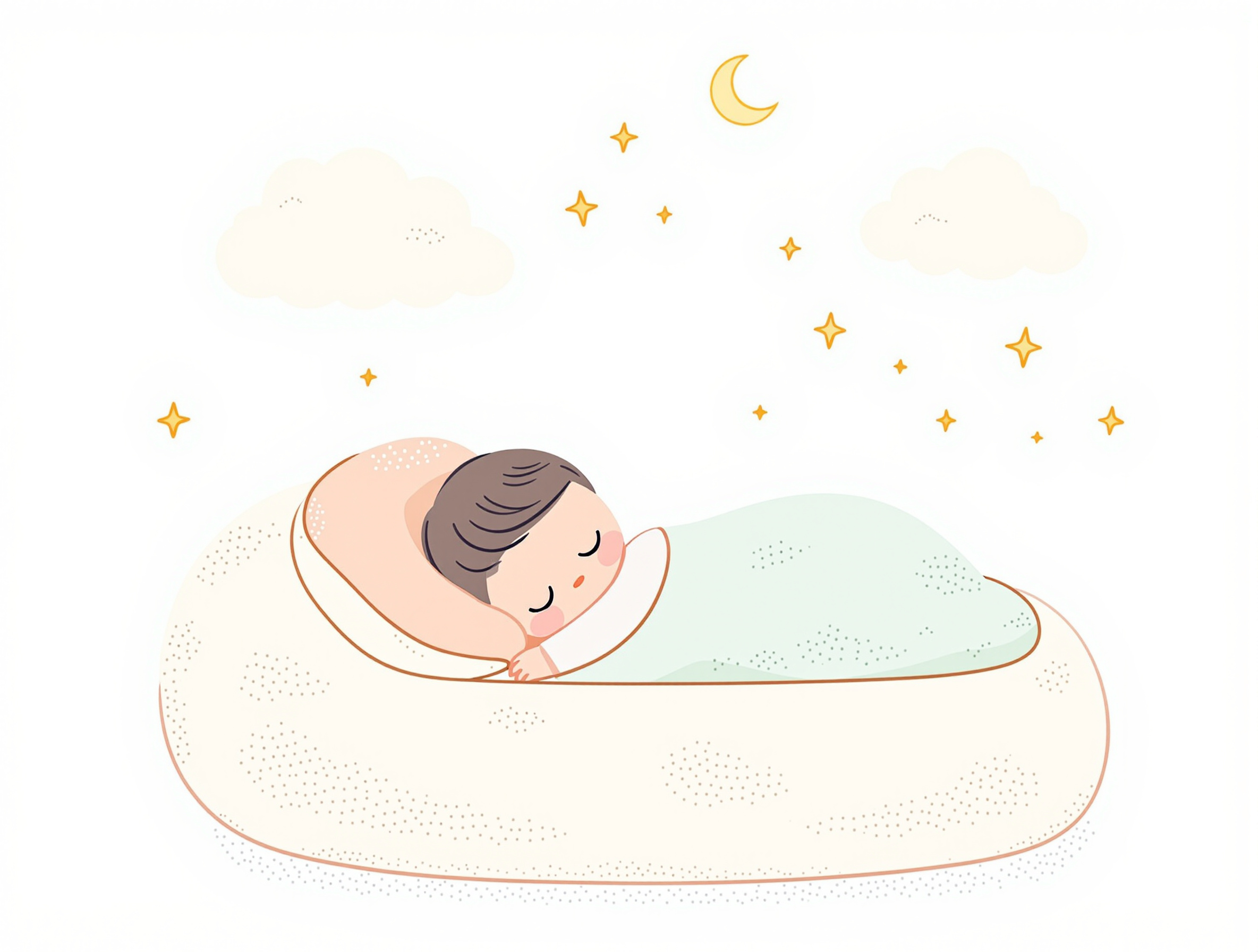 Bébé endormi sous un ciel étoilé, symbolisant des nuits paisibles